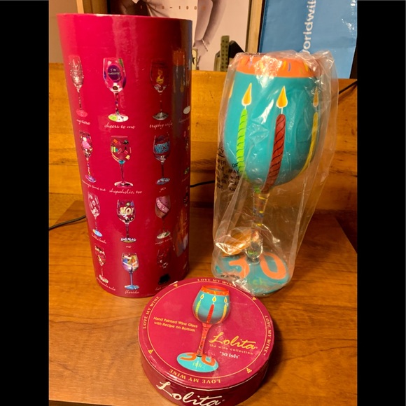 Lolita Love My Wine, Hand Painted, “30 ish" 15 oz. Wine Glass, Display only. - Picture 1 of 10